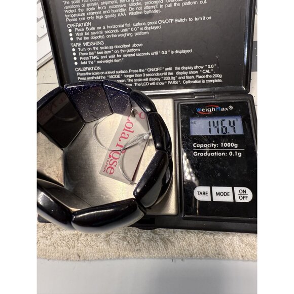 Lola Rose Blue Goldstone Stretch Bracelet With Chunky Sparkling Beads For Women - Picture 3 of 8